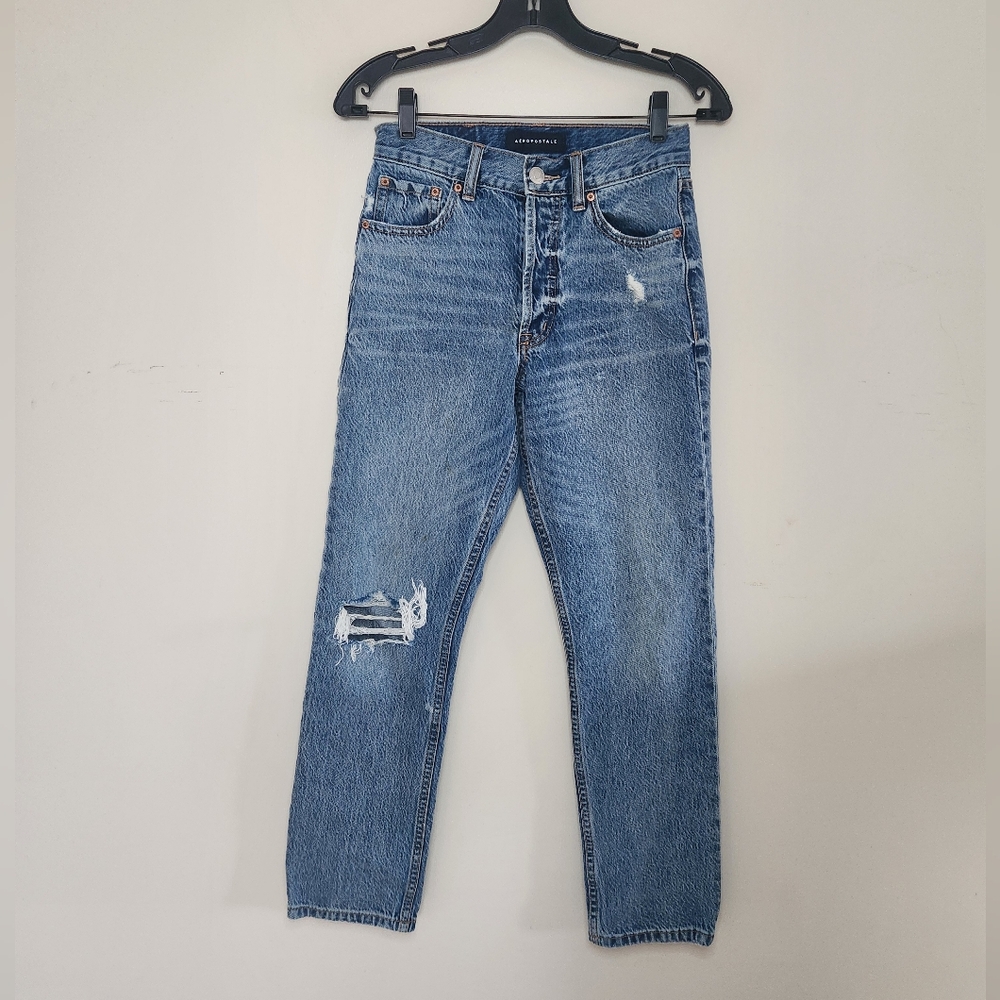 Aeropostale Women's 90's Super High  Rise Straight Jeans Sz 0